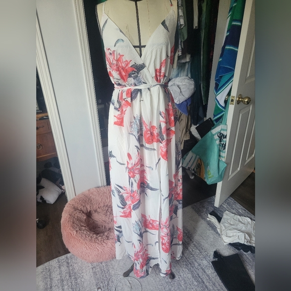 Floral Lace up Backless Dress - Picture 4 of 12